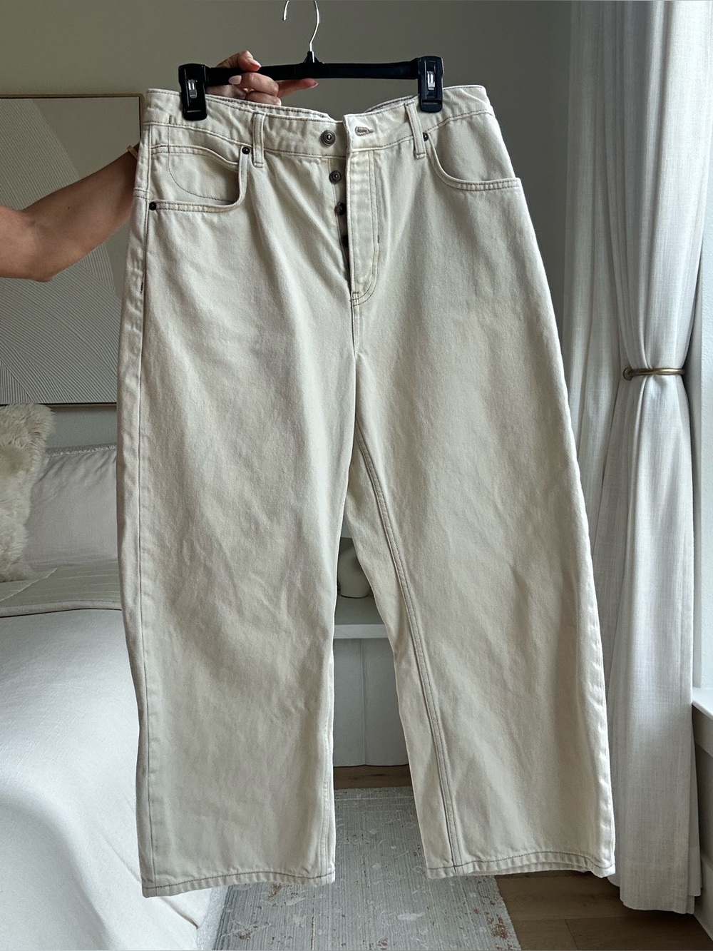 Free People We The Free Cream Barrel Leg Jeans